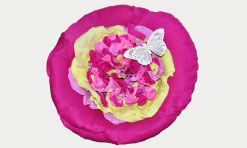 Trīskrāsu papīra zieds (rozā, dzeltens, violets)