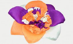 Trīskrāsu papīra zieds (gaiši zaļš, oranžs, violets)