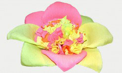 Trīskrāsu papīra zieds (rozā, zaļš, oranžs)